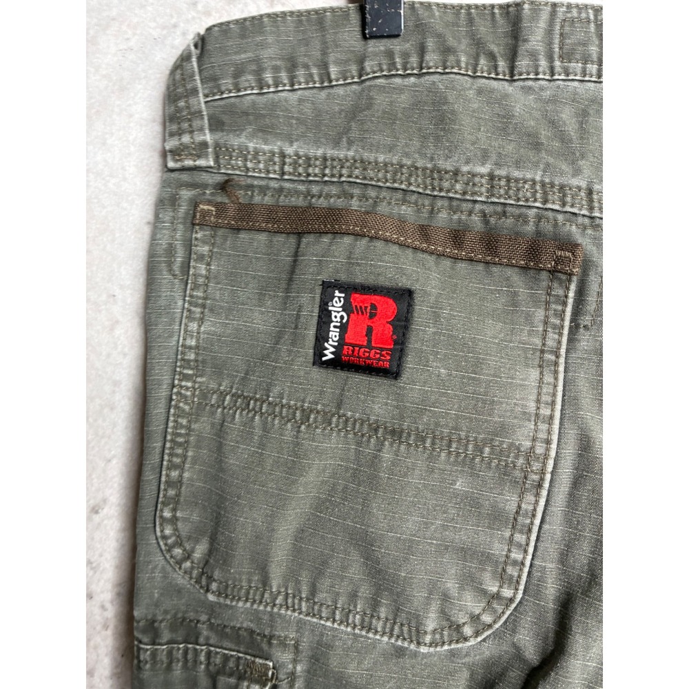Wrangler Riggs Workwear Mens Green Ripstop Cargo Pants 3W060LD 33x32 - Picture 10 of 14